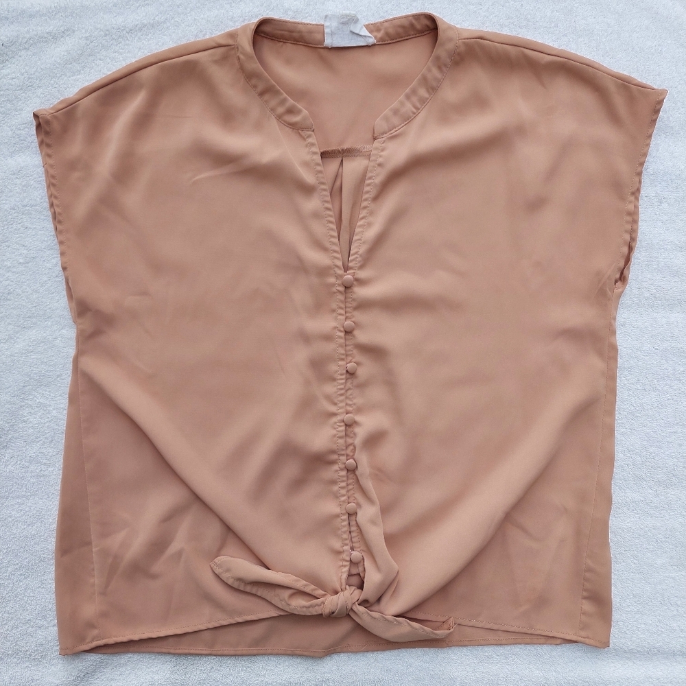 LOFT Nude Tie Blouse